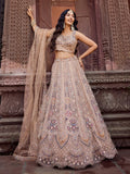 Détails broderies pastel Lehenga Beige Ridhima