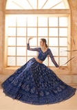 Lehenga nuptial bleu saphir Nirosha