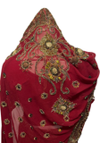 Bridal lehenga rouge et or fait main