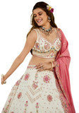 lehenga ivoire rose mariage brodé georgette narkis fashion