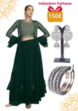 Coffret Indianbox Farhana – Ensemble palazzo vert avec crop top et veste