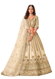 Lehenga ivoire doré brodé Maythili avec châle en tulle