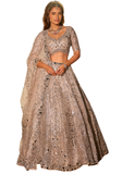 lehenga mariage champagne doré brodé main Vrishti