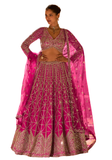 Lehenga indien rose fuchsia brodé sequins – Narkis Fashion