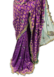 Sublime sari mariage violet et vert Haasini - Narkis Fashion