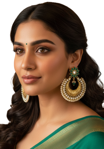 Boucles Indiennes Vert Shadita - Narkis Fashion