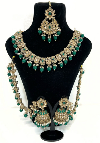 Parure Indienne Deepika - Vert émeraude