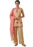 Salwar Sareeta – Beige Doré & Rose Corail