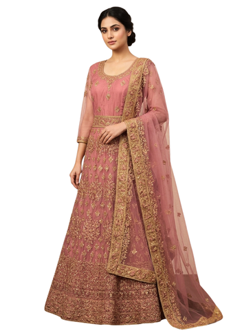 robe indienne rose poudré broderie dorée amisha narkis fashion