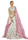 Lehenga ivoire rosé mariage indien élégant