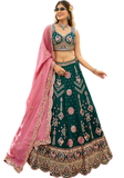 lehenga vert rose mariage brodé georgette narkis fashion