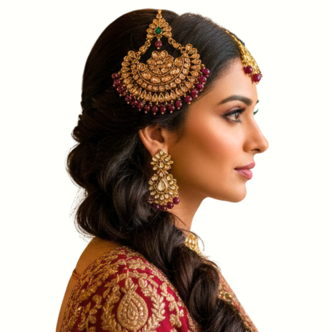 Golden Red Wedding Head Jewel