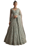Lehenga vert sauge brodé strass collection Fairy Tale