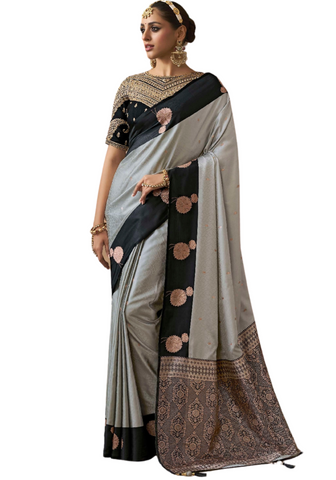 Sari Charita – Noir & Gris argenté