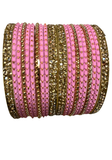 Bracelets indiens rose pastel et doré Zoya pour les deux mains