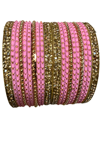 Bracelets indiens rose pastel et doré Zoya pour les deux mains