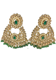 Parure indienne Mahima verte avec collier boucles et maang tikka