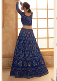 Lehenga nuptial bleu saphir Nirosha