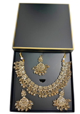 Parure indienne Roshni Champagne avec collier boucles tikka et coffret