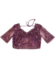 Sari Anita - Chiffon shimmer Prune et Lilas - Narkis Fashion