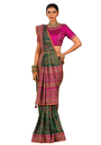 Sari Sharadha vert émeraude avec broderies artisanales