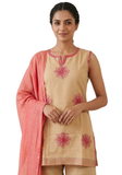 Salwar Sareeta – Beige Doré & Rose Corail