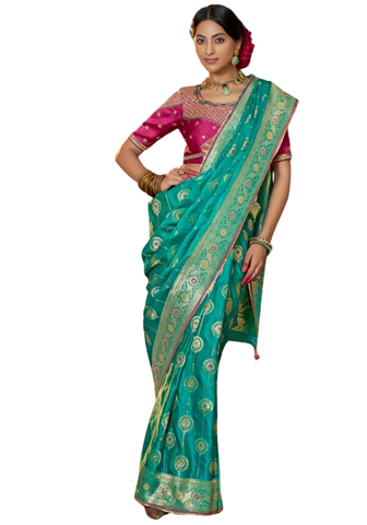 Sneha burgundy Banarasi silk saree