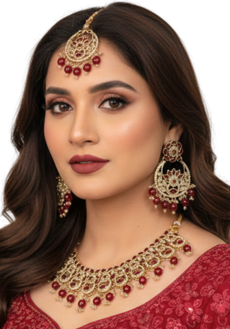 Parure Indienne Rouge Nahina – Bijoux Mariage Indien