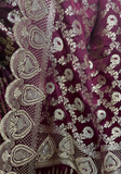 Détail tissage doré du sari indien prune Maharani Padmini