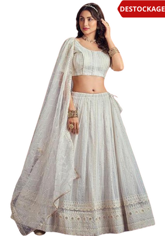 Meera white bollywood lehenga