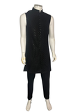 Sous-veste sherwani Farhan noire avec boutons tissu