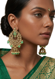 Boucles indiennes Vadhani vert émeraude style jhumka