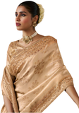 Sari Vamika champagne doré Kanjivaram Brodé