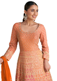 Robe Liyana - Orange et Rose Brodée Or