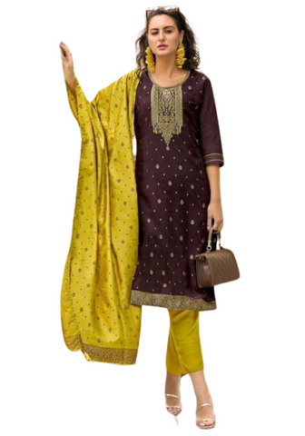 Parina Purple Silk Salwar - Size 44