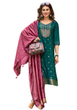 Salwar classic vert et rose Aarthy - Tailles 38 et 44