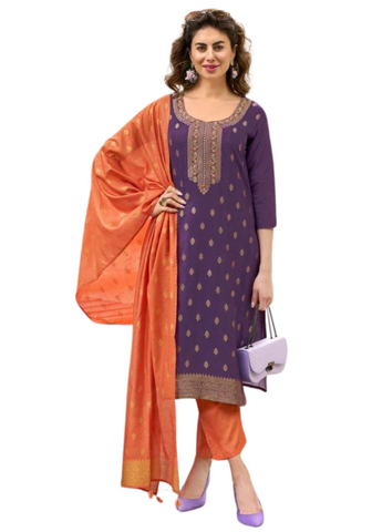 Parina Purple Silk Salwar - Size 44