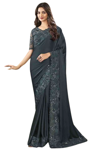 Sari designer chic gris Aasiya