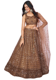 Lehenga sequin marron Albina