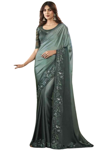 Sublime sari dégradé vert Albina