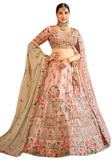 Lehenga mariée soie rose Anushree - 2 voiles