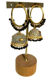 Black jhumka hoop earrings