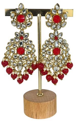 Red Vatsala Tikka and Earrings