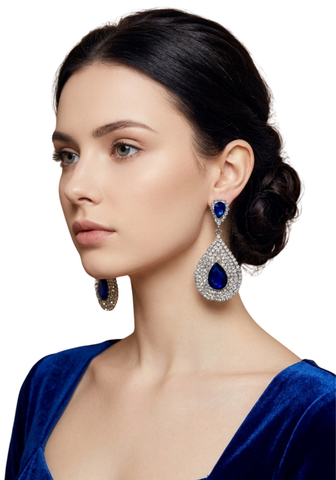 Boucles soirées Bleu roi argenté Cécilia - Narkis Fashion