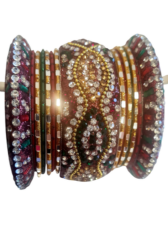 Bracelets Mariage Nayra Bordeaux et Vert