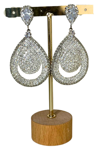 Silver evening earrings