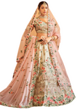 Lehenga mariée soie beige Devipriya - 2 voiles