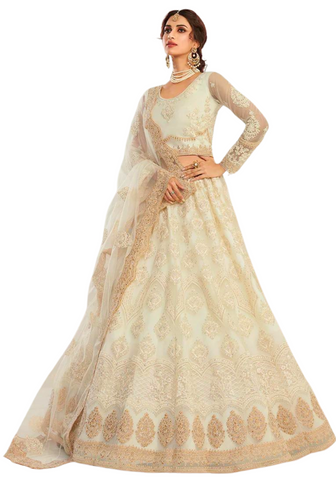 Lehenga nuptial blanc cassé Drishya