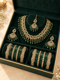 Coffret bijoux indiens Roshni vert émeraude et doré