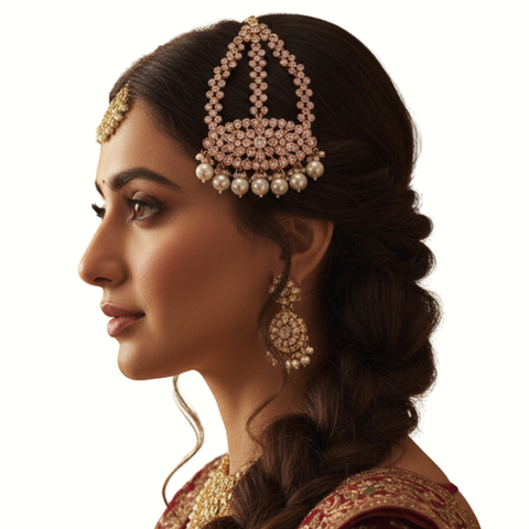 Golden Red Wedding Head Jewel